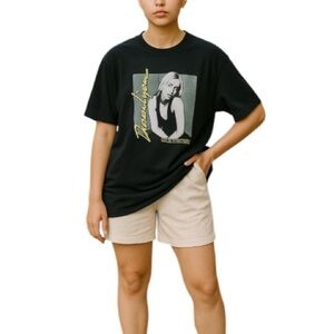 H&M + Dua Lipa Collab Baggy Oversized Graphic Band Tee Black Don’t Start Now M